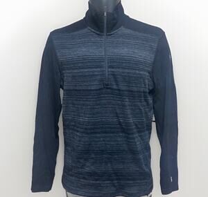 Smartwool Mens Small Merino Wool 1/2 Zip Pullover Black Gray Hiking Base Layer